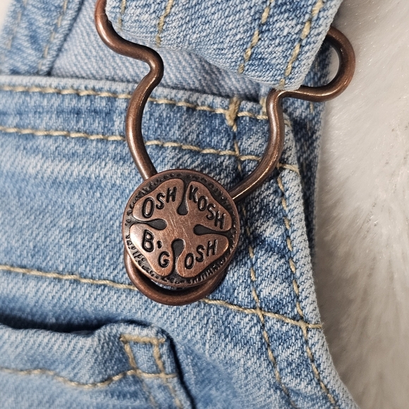 OshKosh B'Gosh Kids Overall Shorts Size 3T Blue Jeans Embroidered Butterfly - Picture 6 of 10